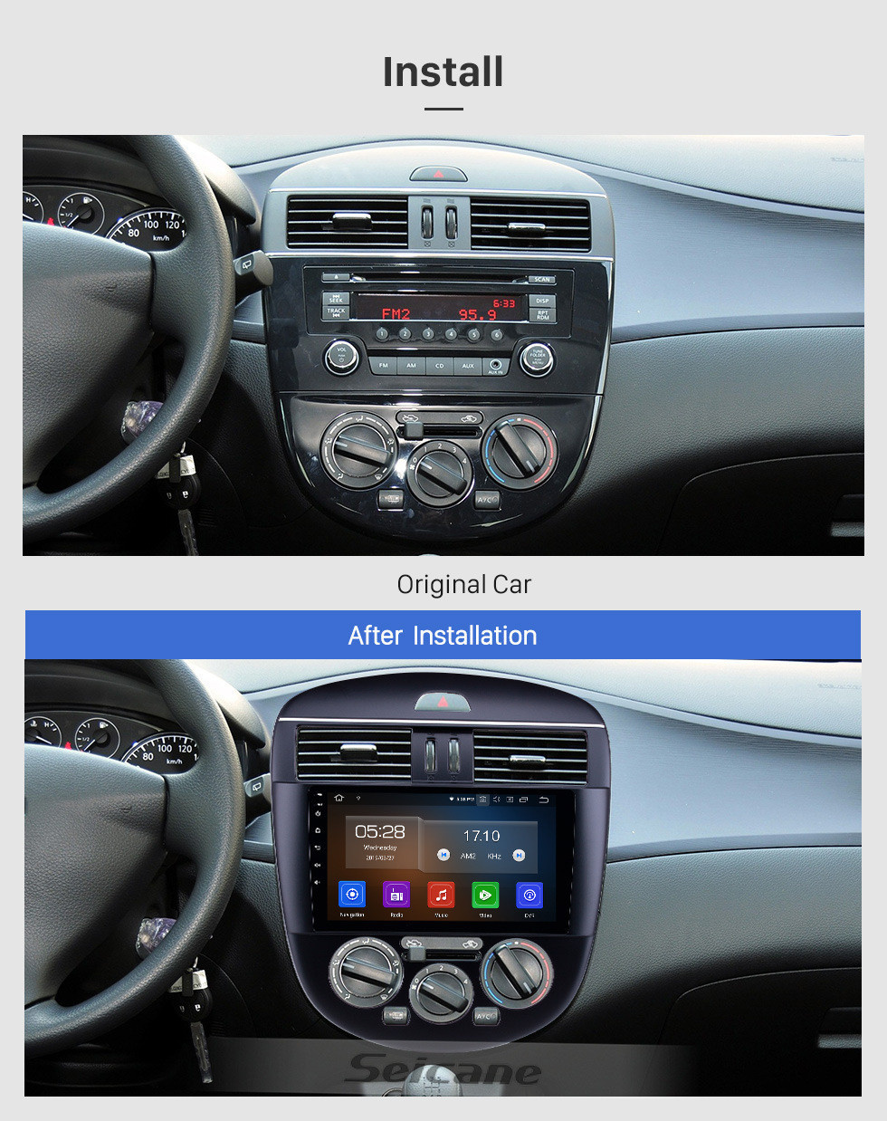Seicane 2011-2014 Nissan Tiida Manual A / C Versión baja Android 11.0 9 pulgadas Navegación GPS Radio Bluetooth HD Pantalla táctil USB Compatible con Carplay TPMS DAB + 1080P