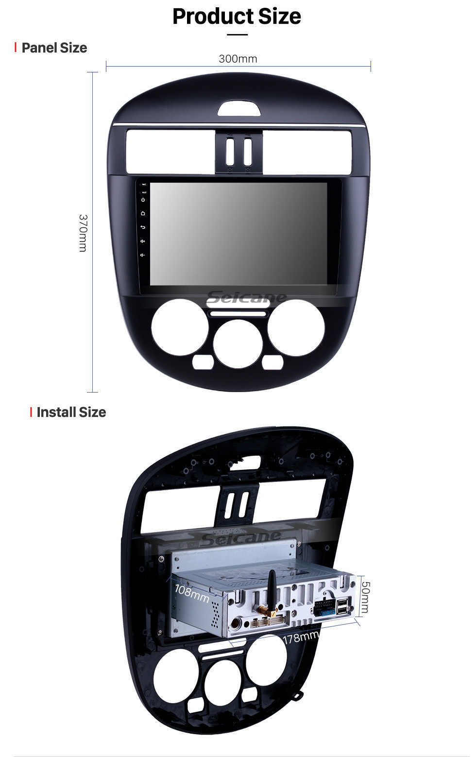 Seicane 2011-2014 Nissan Tiida Manual A / C Versión baja Android 11.0 9 pulgadas Navegación GPS Radio Bluetooth HD Pantalla táctil USB Compatible con Carplay TPMS DAB + 1080P
