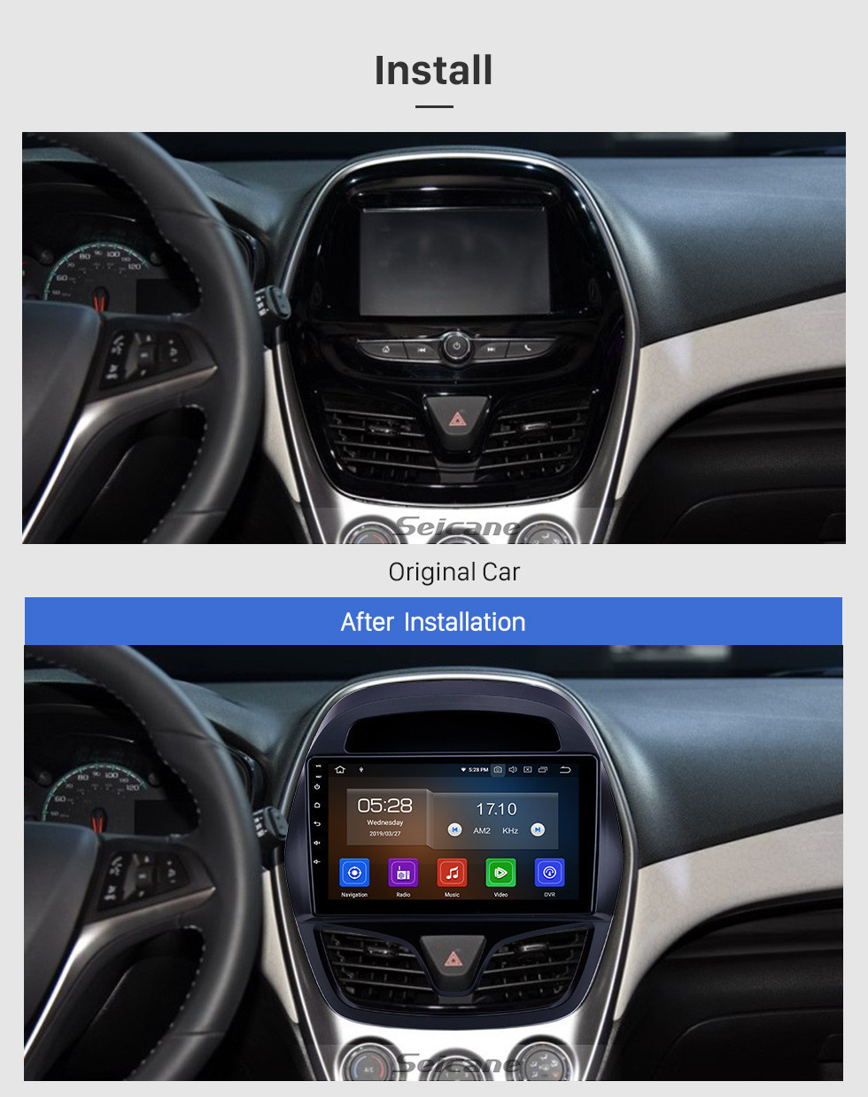 Seicane 2015-2018 chevy Chevrolet Spark Beat Daewoo Martiz Android 11.0 9 pouces Navigation Radio Bluetooth Écran Tactile Carplay soutien TPMS 1080 P