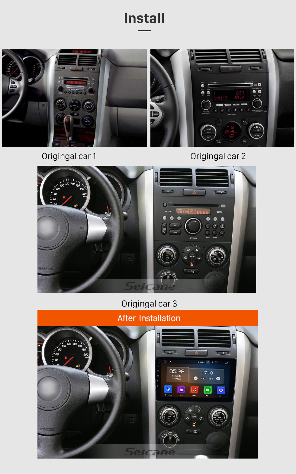 Seicane 2005-2014 Velho Suzuki Vitara Android 11.0 9 polegada Navegação GPS Rádio Bluetooth HD Touchscreen WIFI Carplay suporte TPMS TV Digital