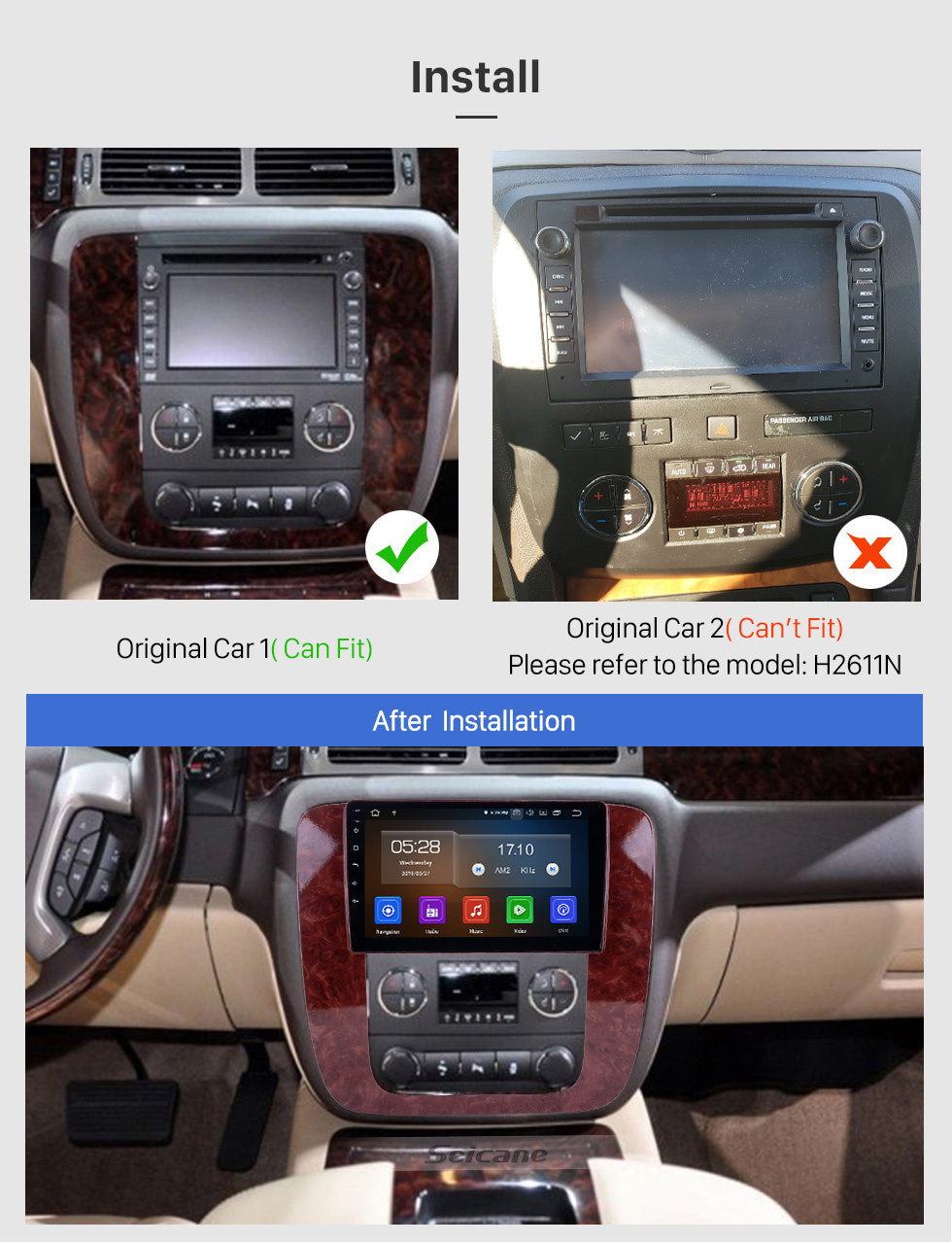 Seicane Android 10.0 9 inch GPS Navigation Radio for 2007-2012 GMC Yukon/Acadia/Tahoe Chevy Chevrolet Tahoe/Suburban Buick Enclave with HD Touchscreen Carplay Bluetooth support OBD2