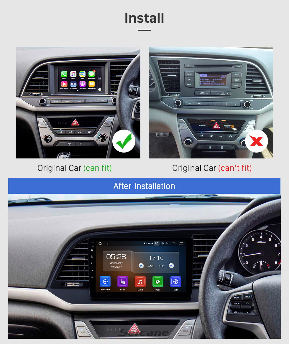 Seicane 9-дюймовый Android 11.0 GPS-навигатор для 2015-2016 Hyundai Elantra RHD с сенсорным экраном HD Carplay AUX Поддержка Bluetooth 1080P