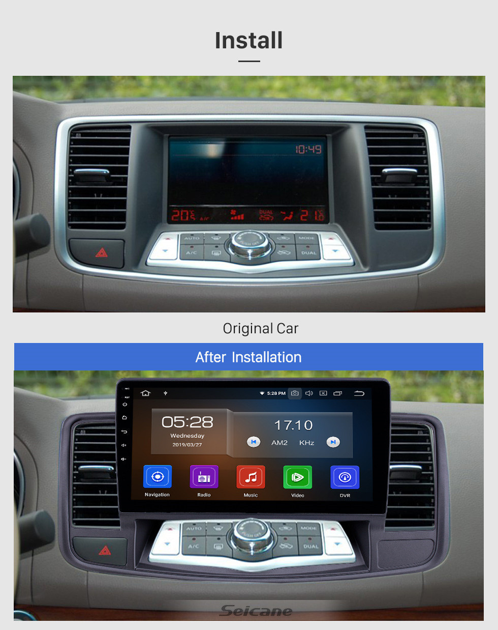 Seicane 10,1 pouces Android 11.0 Radio de navigation GPS pour 2009-2013 Nissan Vieux Teana Bluetooth HD écran tactile Carplay support caméra de recul