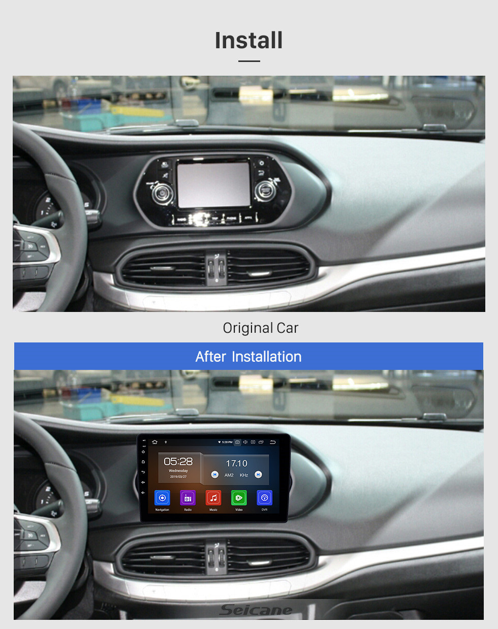 Seicane HD Touchscreen 2015-2018 Fiat EGEA Android 11.0 9 inch GPS Navigation Radio Bluetooth WIFI USB Carplay support DAB+ TPMS OBD2