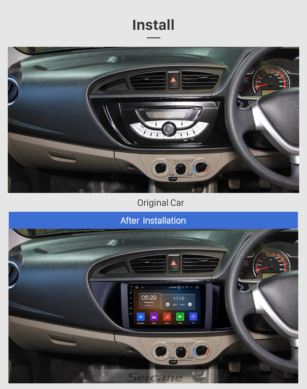 Autoradio pour Suzuki Alto K10 2014 - 2021 Auto Navi Vidéo GPS Vidéo  Android 10.0 Octa Core Ips 4G 64G 2 Din Hu Unité DVD