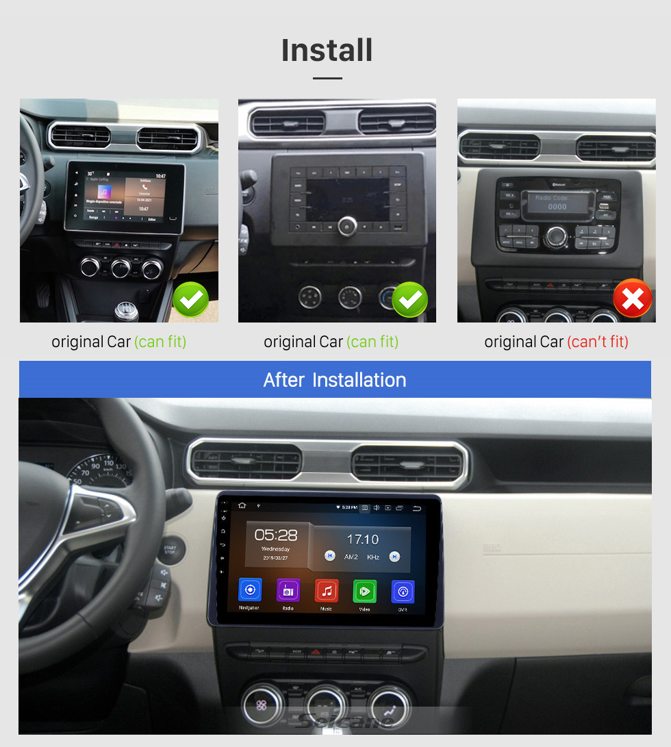 Seicane 10.1 inch Android 11.0 GPS Navigation Radio for 2018 Renault Duster Bluetooth HD Touchscreen AUX Carplay support Backup camera
