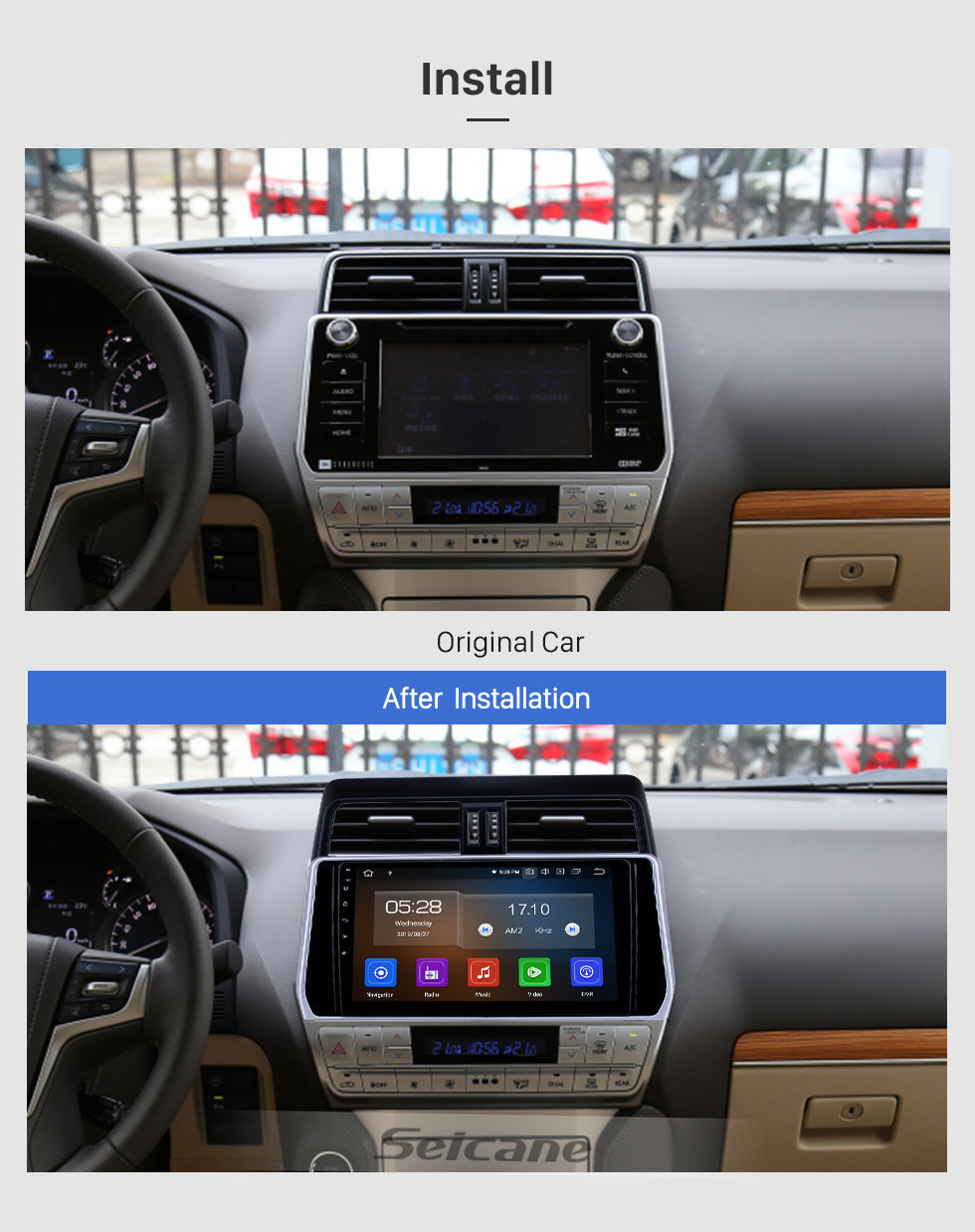 Seicane 10.1 inch Android 11.0 GPS Navigation Radio for 2018 Toyota Prado Bluetooth HD Touchscreen AUX Carplay support Backup camera