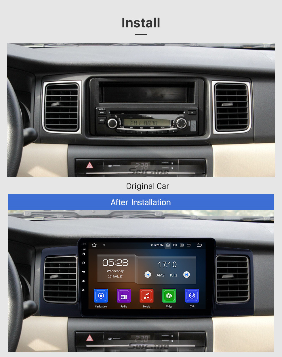 Seicane 9-дюймовый Android 11.0 GPS-навигатор для 2013 Toyota Corolla / BYD F3 с сенсорным экраном HD Carplay AUX Поддержка Bluetooth 1080P