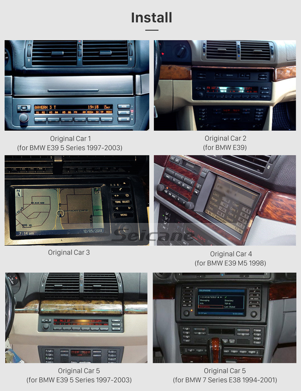 Seicane Android 9,0 9-дюймовый HD сенсорный экран для 1995-2003 BMW 5 серии E39 / X5 E53 Радио GPS навигационная система Bluetooth Поддержка Carplay OBD2 DVR
