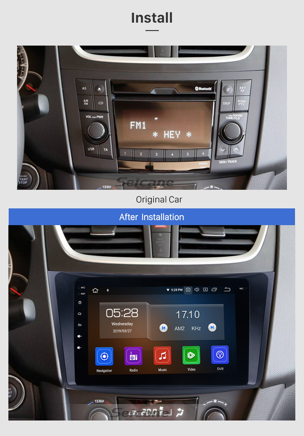 Seicane 2011 2012 2013 Suzuki Swift Ertiga navegação GPS 9 polegadas Android 11.0 estéreo Bluetooth Música USB Espelho Link Steerong Controle de roda Controle de roda Leitor de DVD Carplay