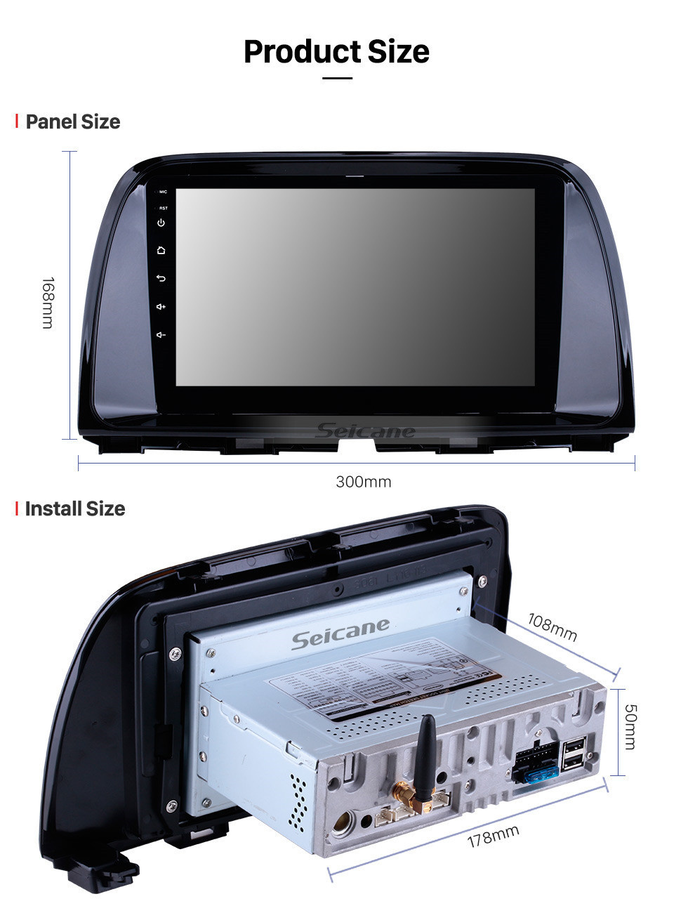Seicane 9 pouces OEM Android 11.0 Système de navigation GPS Radio pour 2012 2013 2014 2015 MAZDA CX-5 avec écran tactile capacitif Bluetooth TPMS DVR OBD II Caméra arrière AUX 3G WiFi HD 1080P Vidéo Appui-tête moniteur Contrôle USB SD