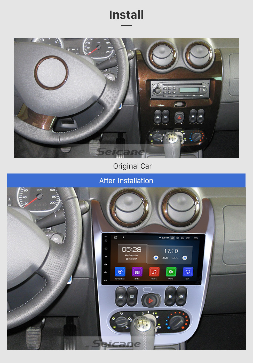 Seicane 9-дюймовый 1024 * 600 сенсорный радиоприемник для 2008-2012 RENAULT Duster Logan Android 11.0 Bluetooth GPS навигационная система 4G WIFI OBD2 DVR Камера заднего вида Руль Управление Зеркало Ссылка