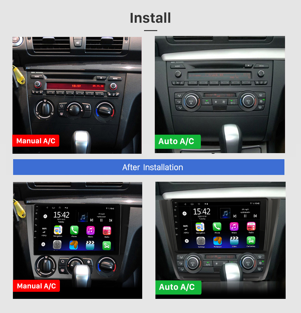 support 13.0 Carplay Touchscreen BMW 130i Bluetooth Android E81 E82 inch 9 2004-2012 with HD Radio GPS DVR Navigation 116i 118i For 120i 1 Series System