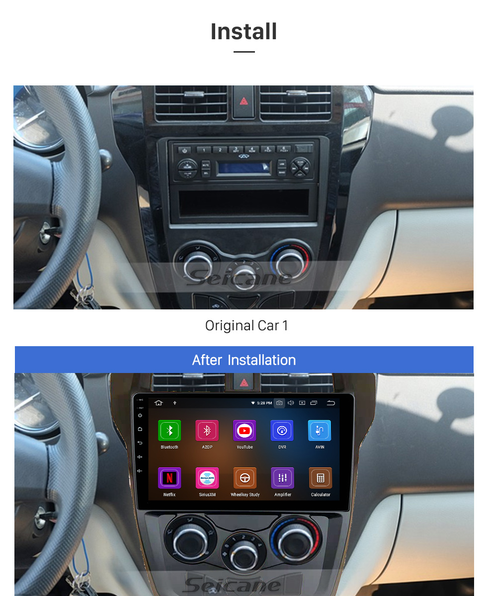 Seicane Android 11.0 Für 2016 KARRY YOYO Radio 10,1 Zoll GPS-Navigationssystem mit Bluetooth HD Touchscreen Carplay-Unterstützung SWC