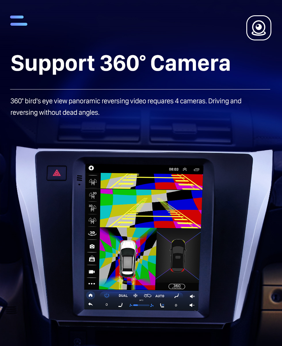 Seicane Radio de navigation GPS Android 10.0 de 9,7 pouces pour Toyota Camry 2015-2017 avec prise en charge Bluetooth AUX à écran tactile HD Carplay OBD2
