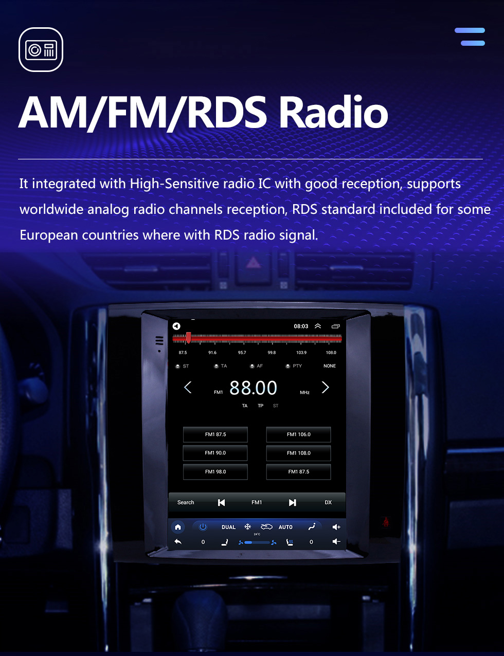 Seicane 9,7-дюймовый Android 10.0 2013 Toyota Reiz GPS-навигация Радио с сенсорным экраном HD Bluetooth Поддержка музыки Carplay Mirror Link