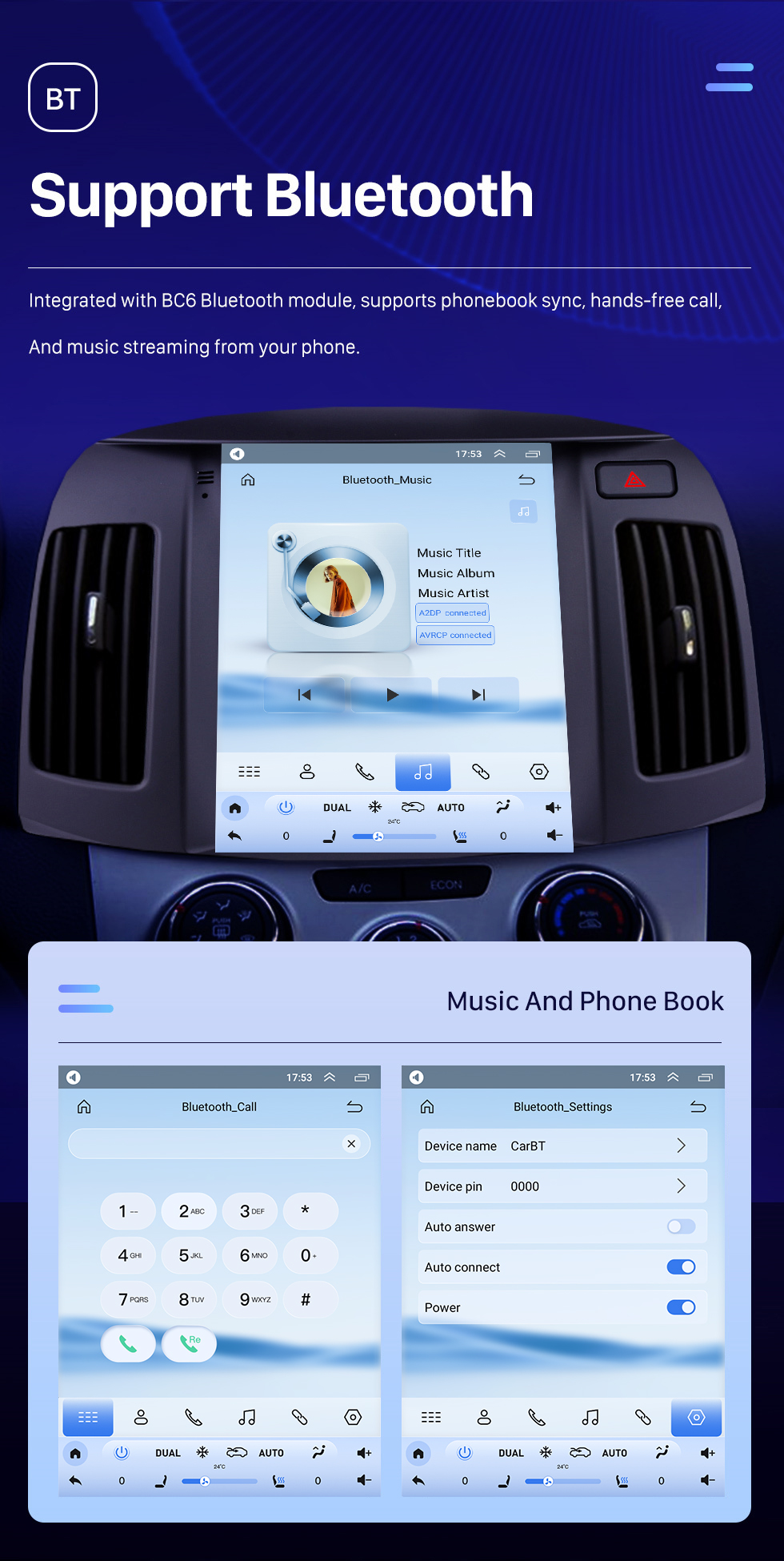Seicane Pantalla táctil HD de 9.7 pulgadas 2008 2009 2010 Hyundai Elantra Android 10.0 Radio Navegación GPS con Carplay DSP incorporado Soporte de música Bluetooth 4G WIFI Control del volante