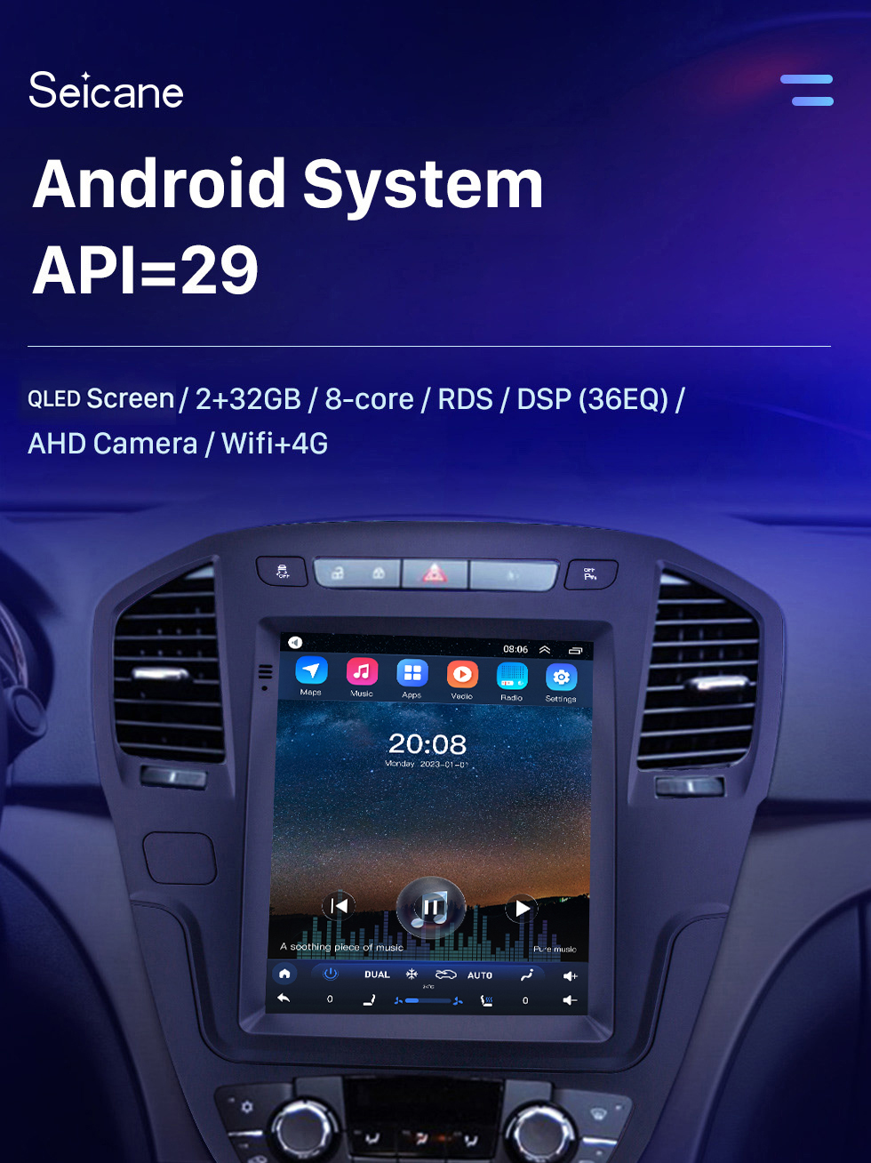 2013 Buick Regal HD Touchscreen 9,7 Zoll Android 10.0 Autoradio GPS  Navigationsradio Bluetooth Musik Wifi Unterstützung OBD2 Rückfahrkamera SWC  DVD 4G