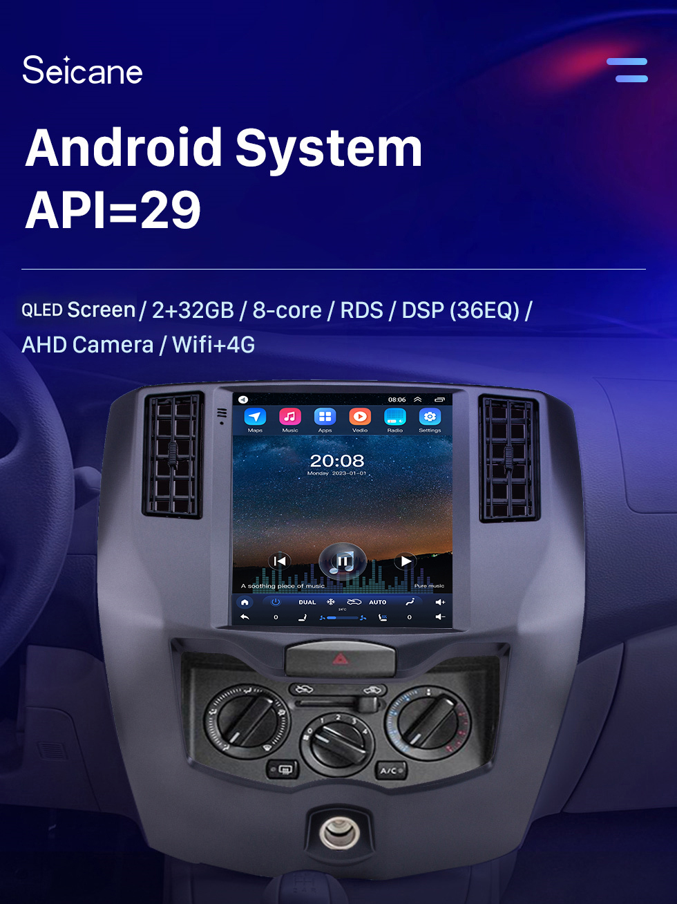 Seicane 9.7 polegadas android 10.0 2008-2015 nissan livina gps navegação rádio com tela sensível ao toque bluetooth usb wi-fi suporte carplay volante controle