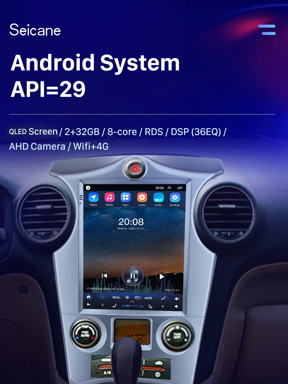 9,7-дюймовый Android 10.0 для 2007-2012 Kia Carens Auto A / C Radio  GPS-навигационная система с сенсорным экраном HD Поддержка Bluetooth  Carplay TPMS