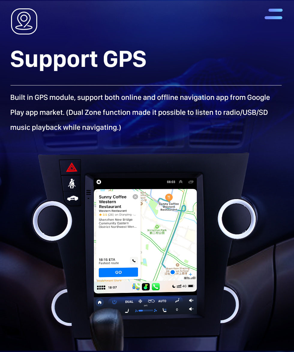 Seicane Android 10.0 Radio de navigation GPS 9,7 pouces pour Toyota Highlander 2009-2014 avec écran tactile HD Prise en charge Bluetooth WIFI AUX Carplay Mirror Link OBD2