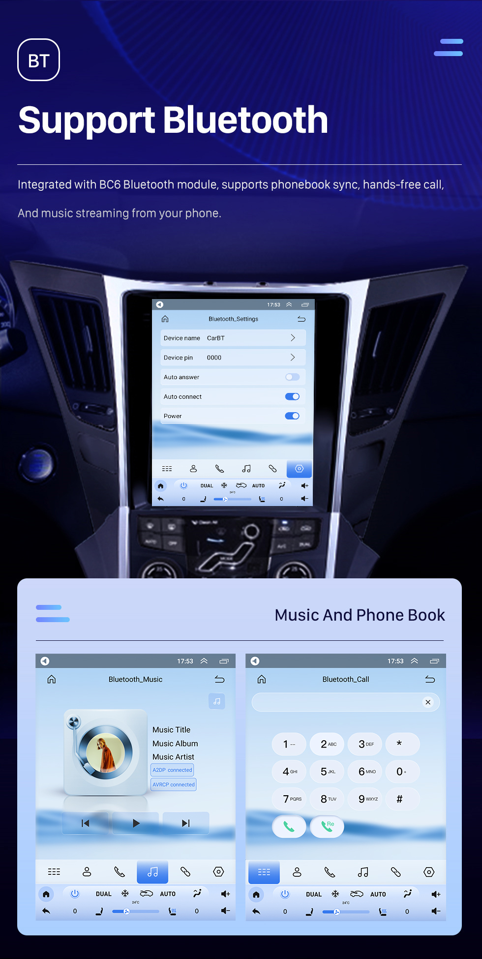 Seicane Radio à écran tactile HD 9,7 pouces pour Hyundai Sonata 2011-2015 avec Android 10.0 Navigation GPS Carplay intégrée Bluetooth 4G/WIFI prise en charge DAB+ Commande au volant