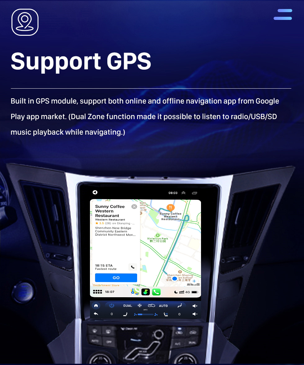 Seicane Radio à écran tactile HD 9,7 pouces pour Hyundai Sonata 2011-2015 avec Android 10.0 Navigation GPS Carplay intégrée Bluetooth 4G/WIFI prise en charge DAB+ Commande au volant