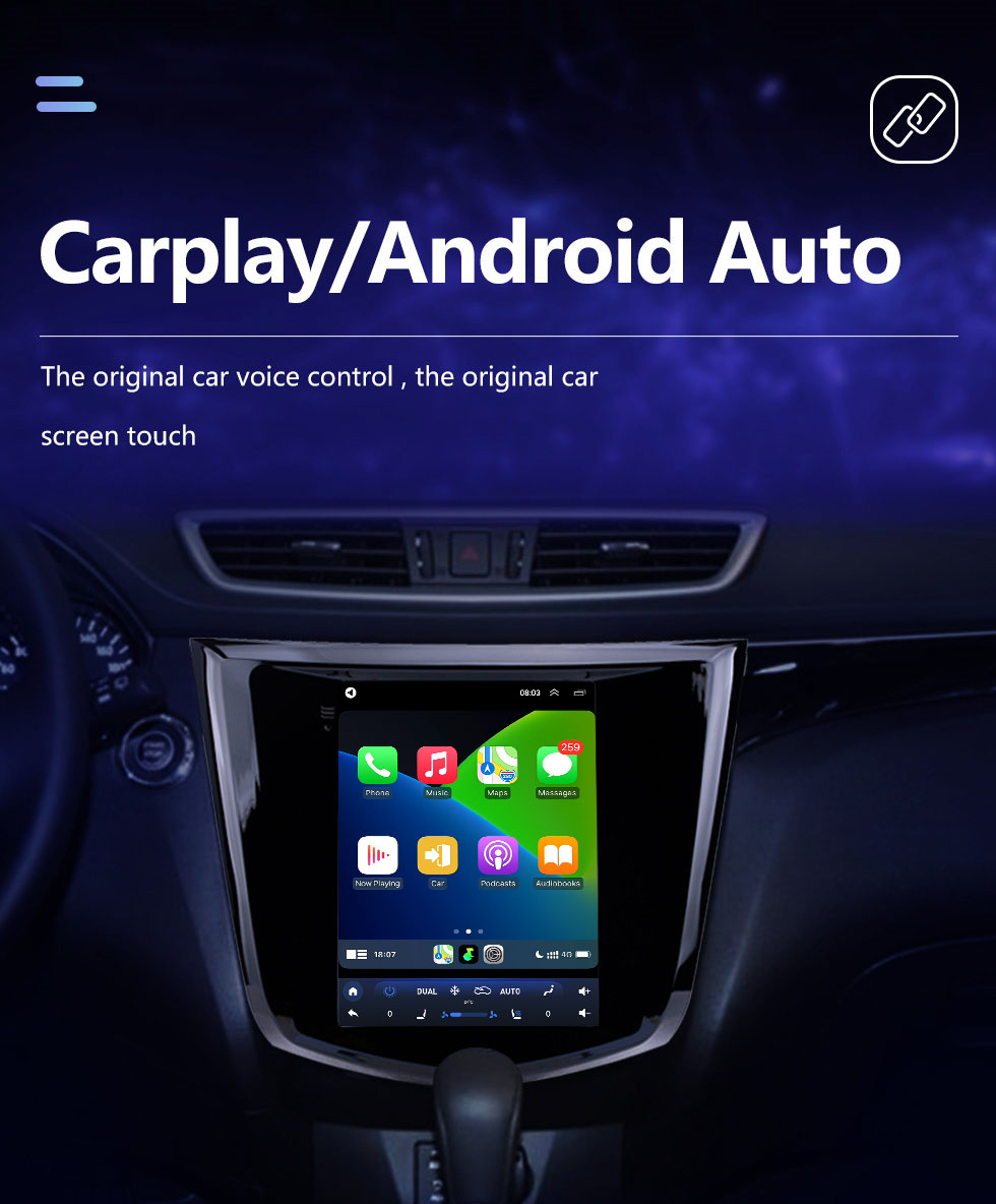 Seicane HD-Touchscreen 2014 Nissan X-Trail Qashqai Android 10.0 9,7 Zoll GPS-Navigationsradio Bluetooth-Unterstützung Digital TV Carplay