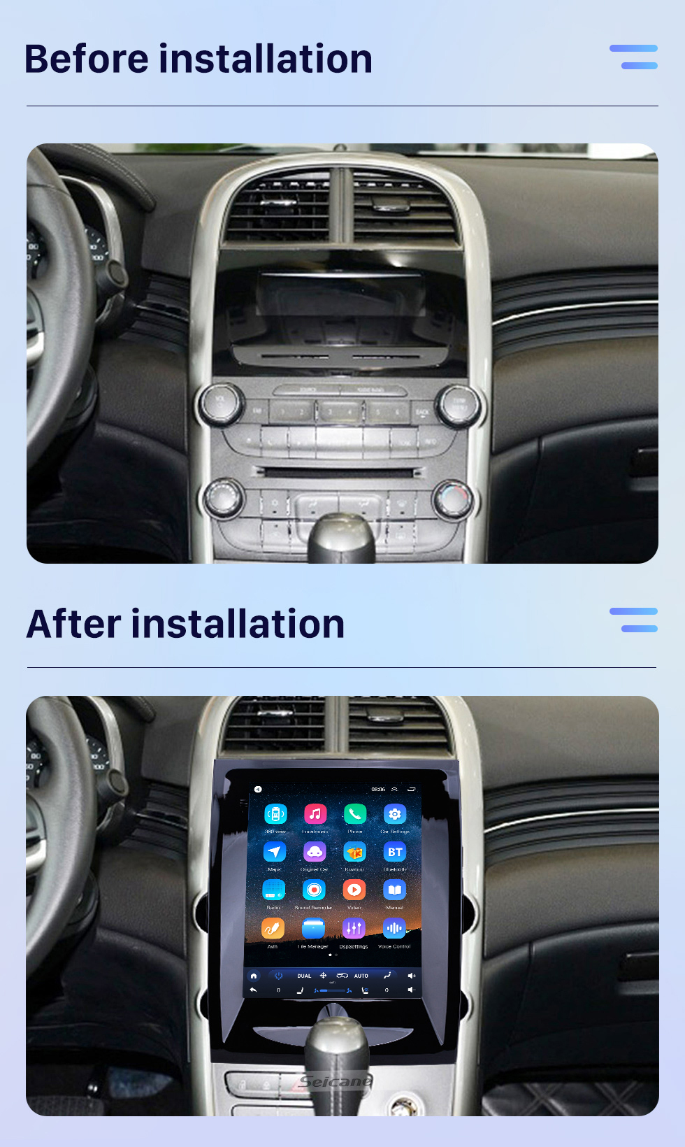 Seicane 2012-2015 Chevy Chevrolet Malibu 9,7 Zoll Android 10.0 GPS Navigationsradio mit HD Touchscreen Bluetooth Unterstützung Carplay Rückfahrkamera