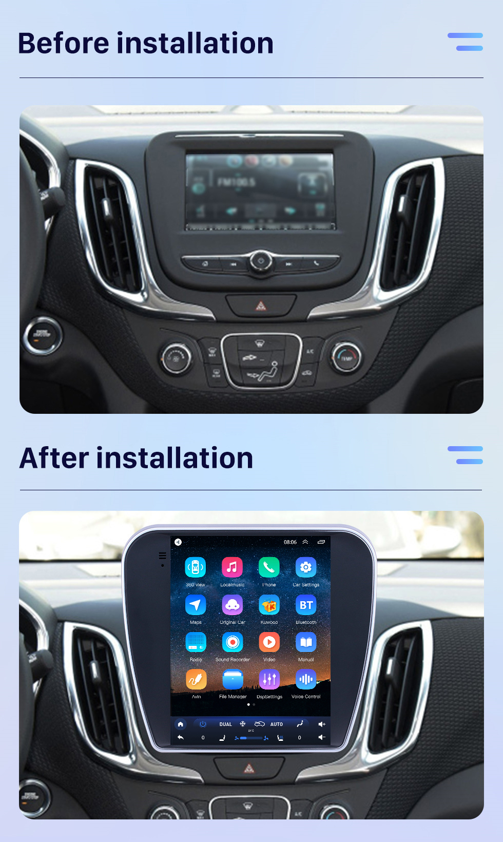 Seicane Android 10 9,7-Zoll-GPS-Navigationsradio für 2017 Chevy Chevrolet Equinox mit HD-Touchscreen-Bluetooth-Unterstützung Carplay DVR OBD2
