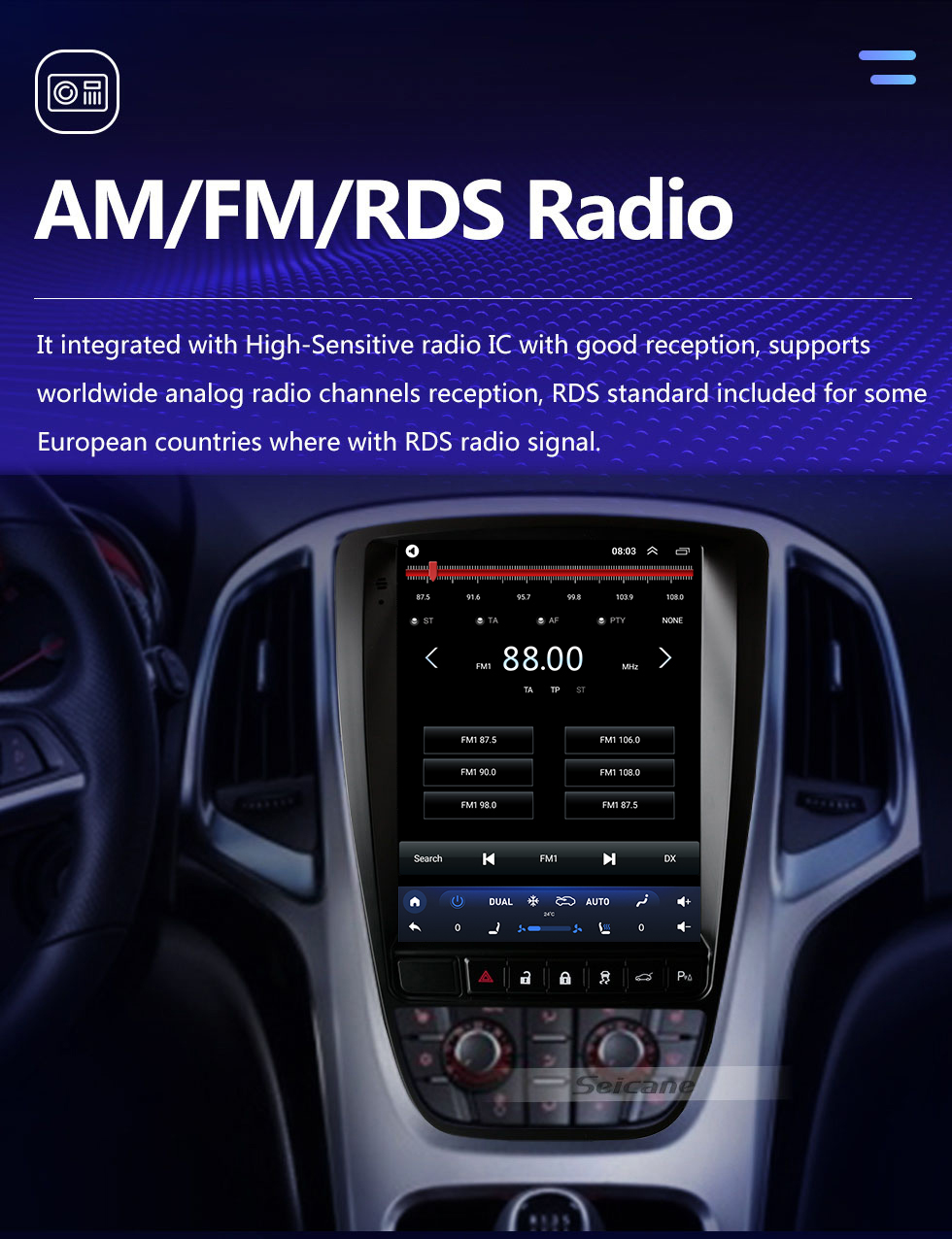 Seicane Écran tactile HD pour Buick Hideo 2010-2014 Buick Verano 2015 Radio Android 10.0 9,7 pouces Navigation GPS Prise en charge Bluetooth Carplay