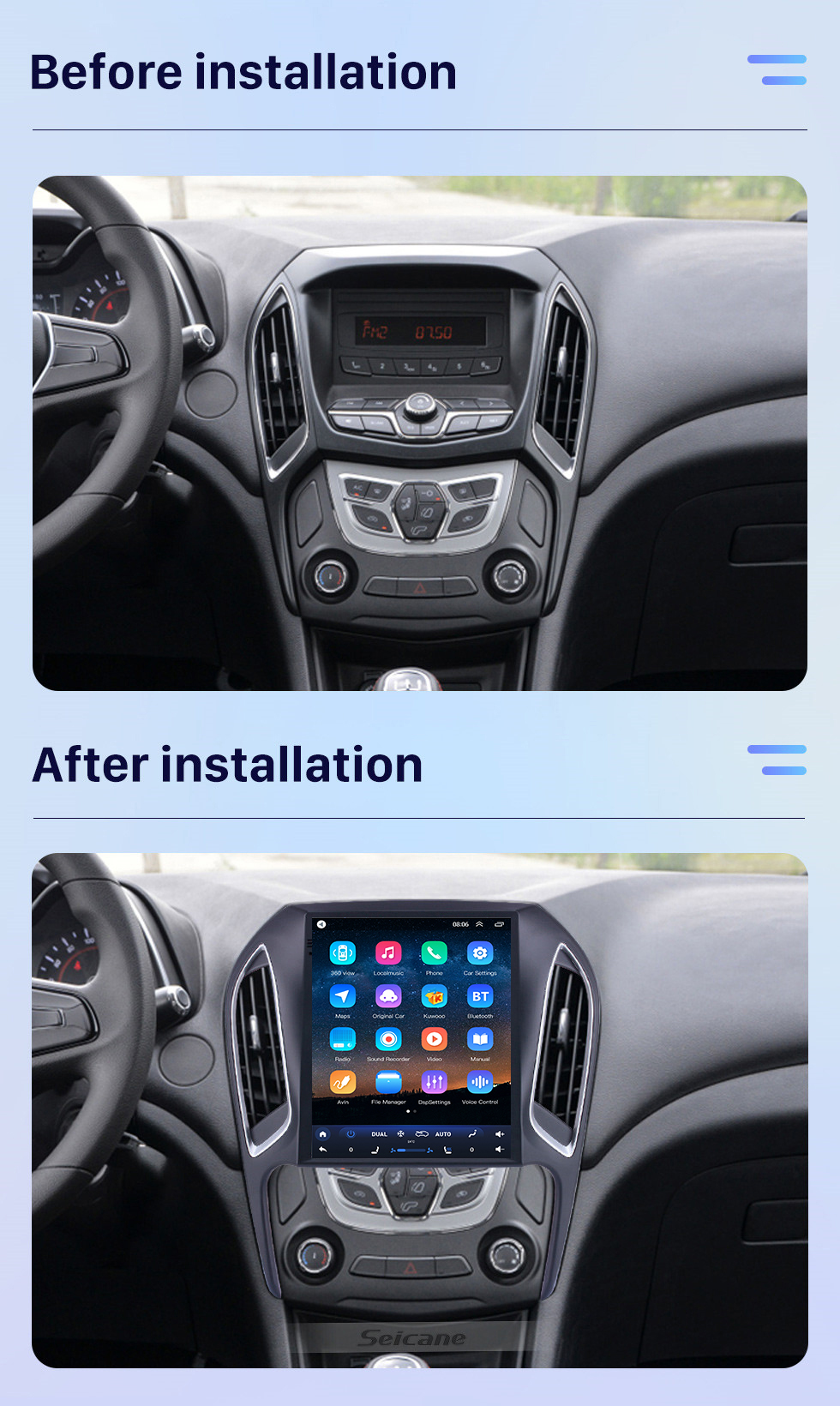 Seicane Pour 2016 Chery Arrizo 5 Radio 9,7 pouces Android 10.0 Navigation GPS avec écran tactile HD Prise en charge Bluetooth Carplay Caméra arrière