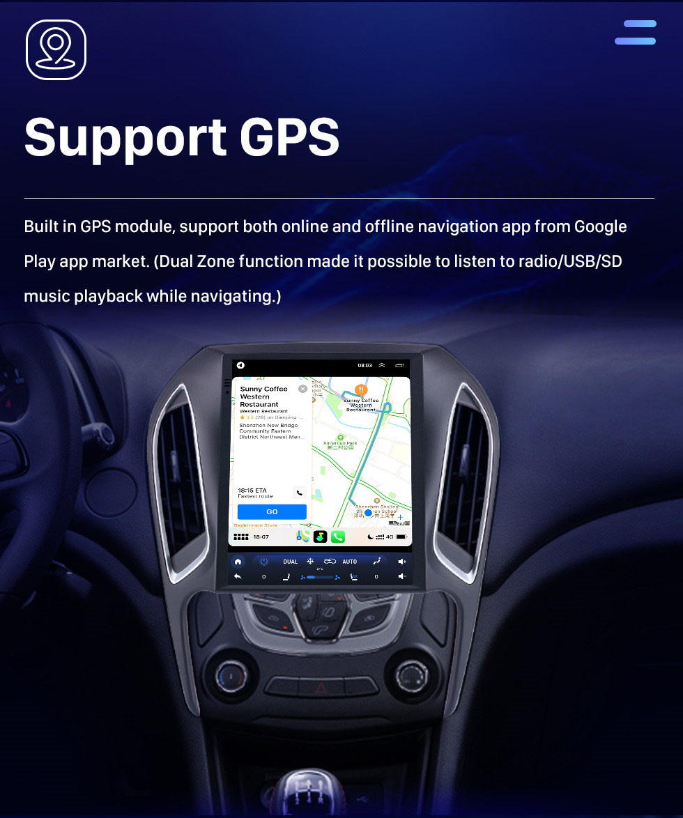 Seicane Pour 2016 Chery Arrizo 5 Radio 9,7 pouces Android 10.0 Navigation GPS avec écran tactile HD Prise en charge Bluetooth Carplay Caméra arrière