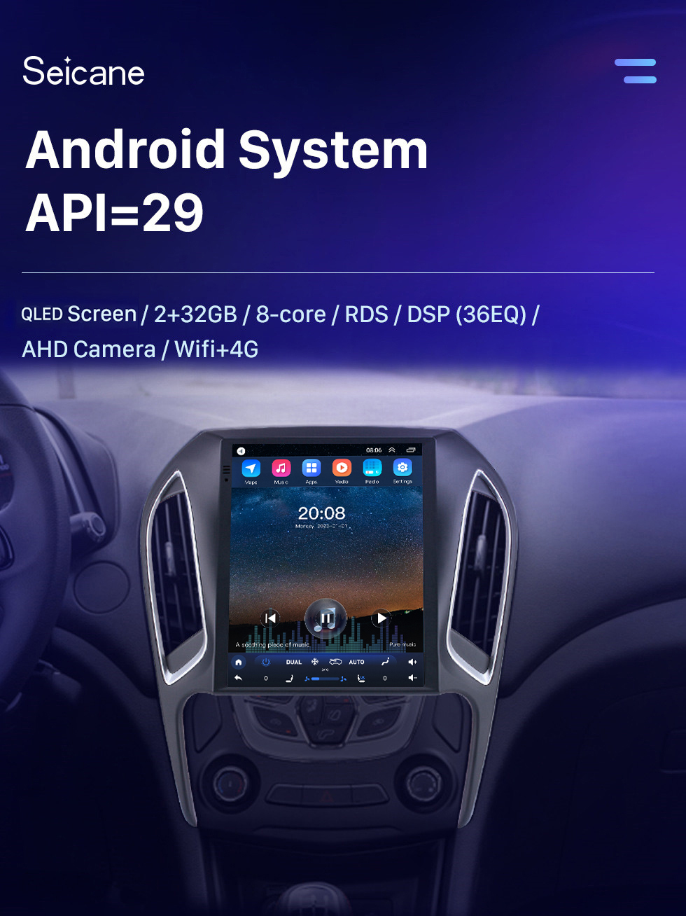 Seicane Для 2016 Chery Arrizo 5 Radio 9,7-дюймовый Android 10.0 GPS-навигатор с HD-сенсорным экраном Поддержка Bluetooth Carplay Задняя камера
