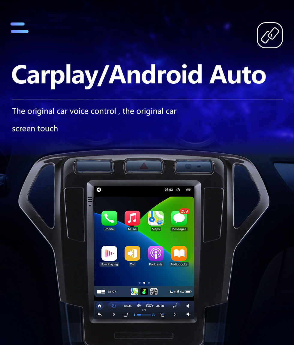 Seicane Écran tactile HD pour 2007 2008 2009 2010 Ford Mondeo MK4 Radio Android 10.0 9,7 pouces Navigation GPS Prise en charge Bluetooth TV numérique Carplay
