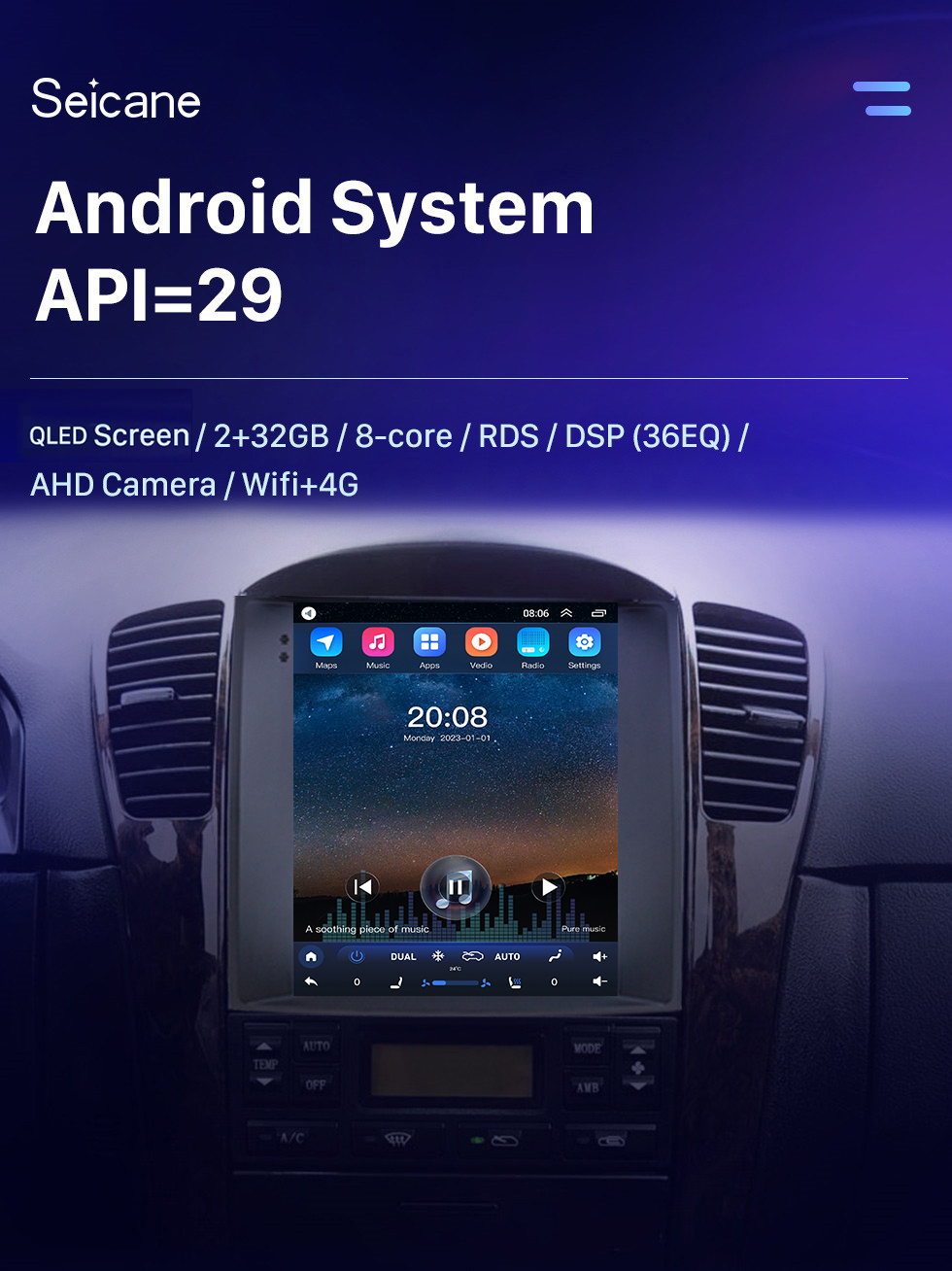 Seicane 9.7 pulgadas Android 10.0 para 2004 2005 2006 2007 2008 Kia Sorento Radio Sistema de navegación GPS con pantalla táctil HD Soporte Bluetooth Carplay TPMS