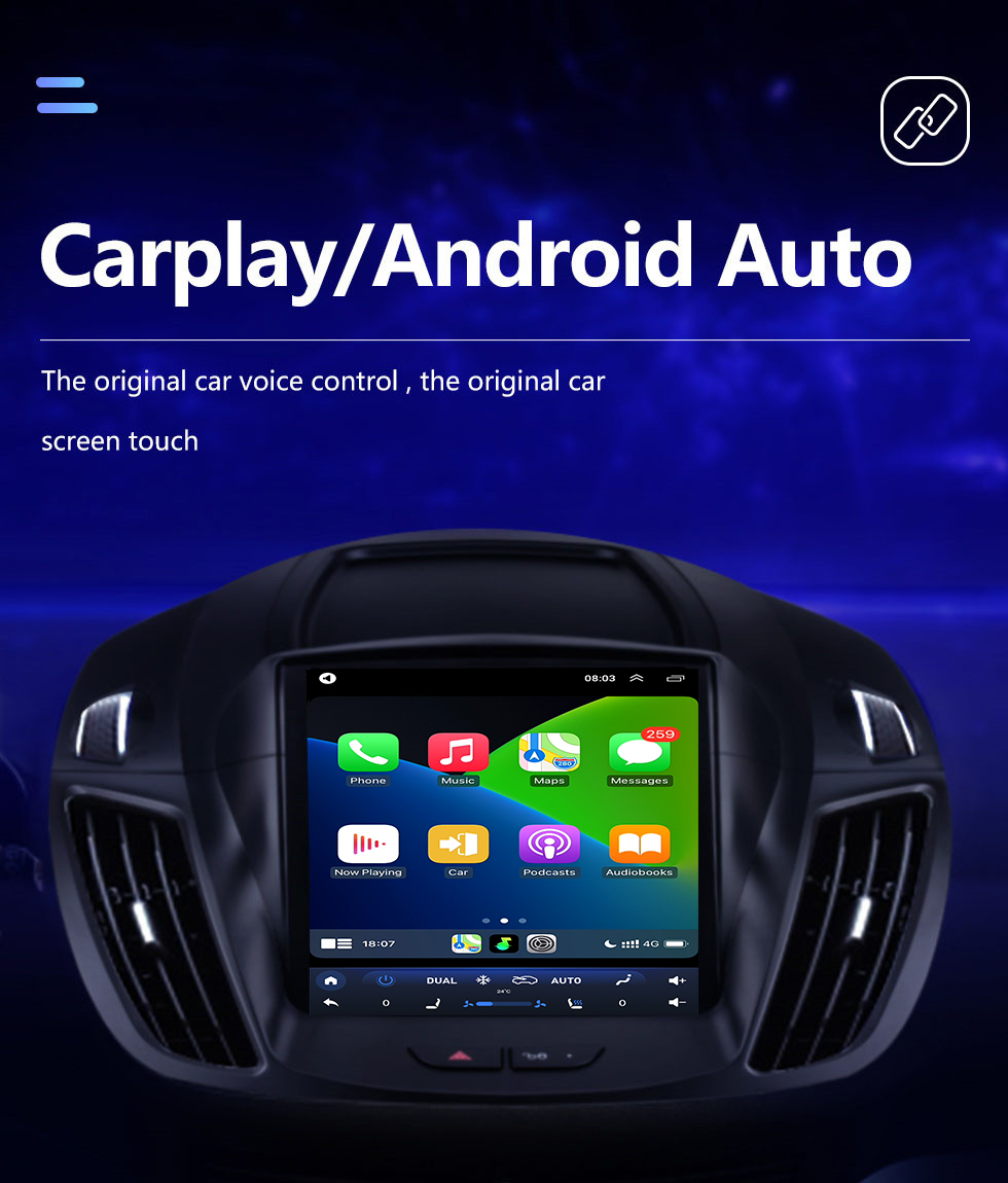 Seicane Android 10.0 9,7 Zoll für 2013-2018 Ford Escape Kuga Radio mit GPS-Navigation HD Touchscreen Bluetooth-Unterstützung Carplay DVR OBD2