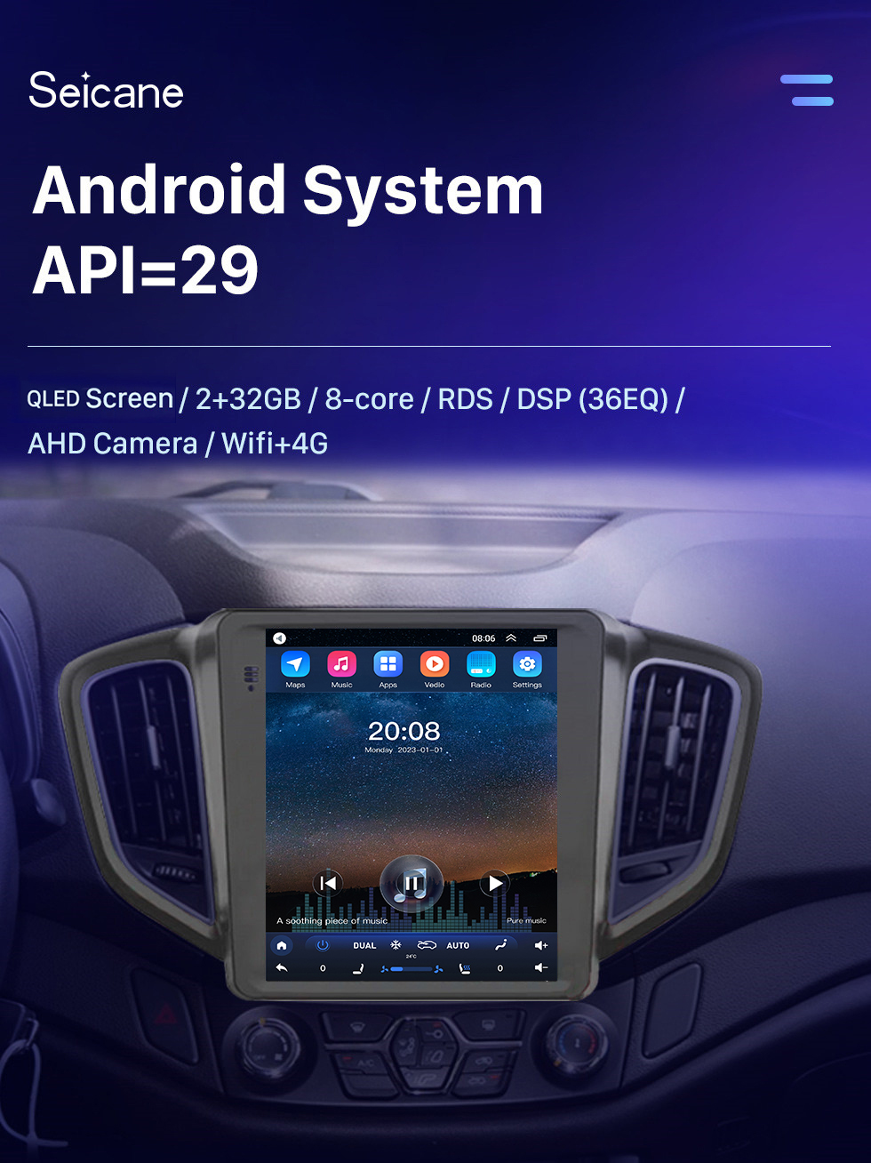 Seicane 9,7 Zoll Android 10.0 HD Touchscreen für 2014-2016 Chery Tiggo 5 GPS Navigationsradio Bluetooth WIFI Carplay unterstützt AHD Kamera DAB+