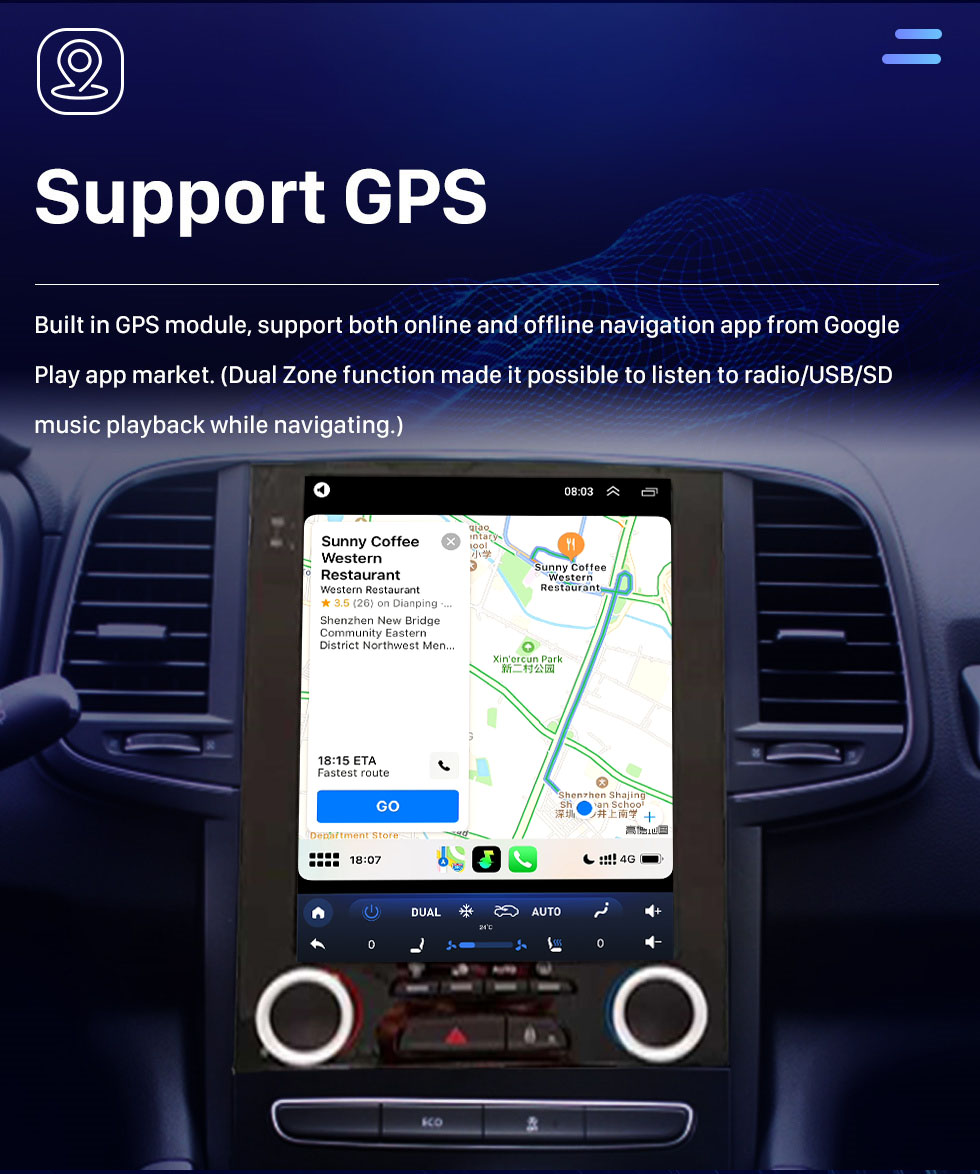 Seicane 2017-2018 Renault Koleos IOW EDA LOW-END Android 11.0 9,7-дюймовый GPS-навигатор Радио Bluetooth HD Сенсорный экран WIFI USB Поддержка Carplay Цифровое ТВ DVR DSP