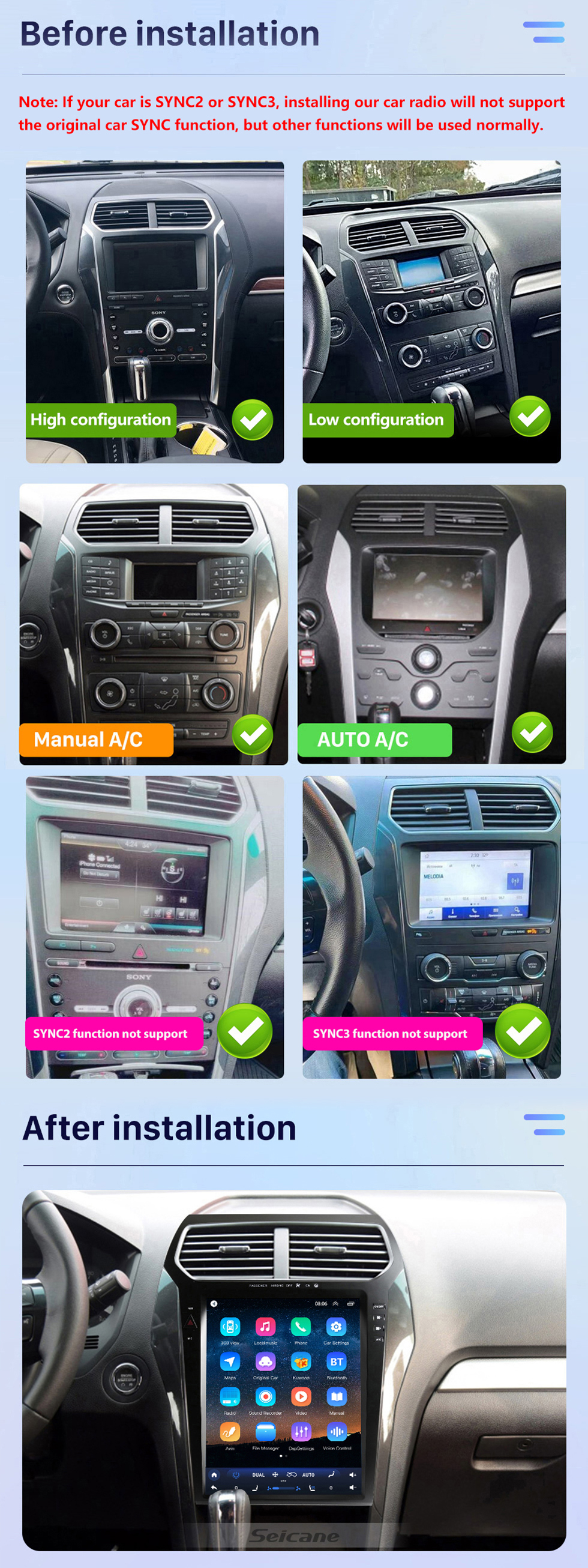 Carplay Car Radio For 2014-2019 Ford Explorer TX4003 Android Auto