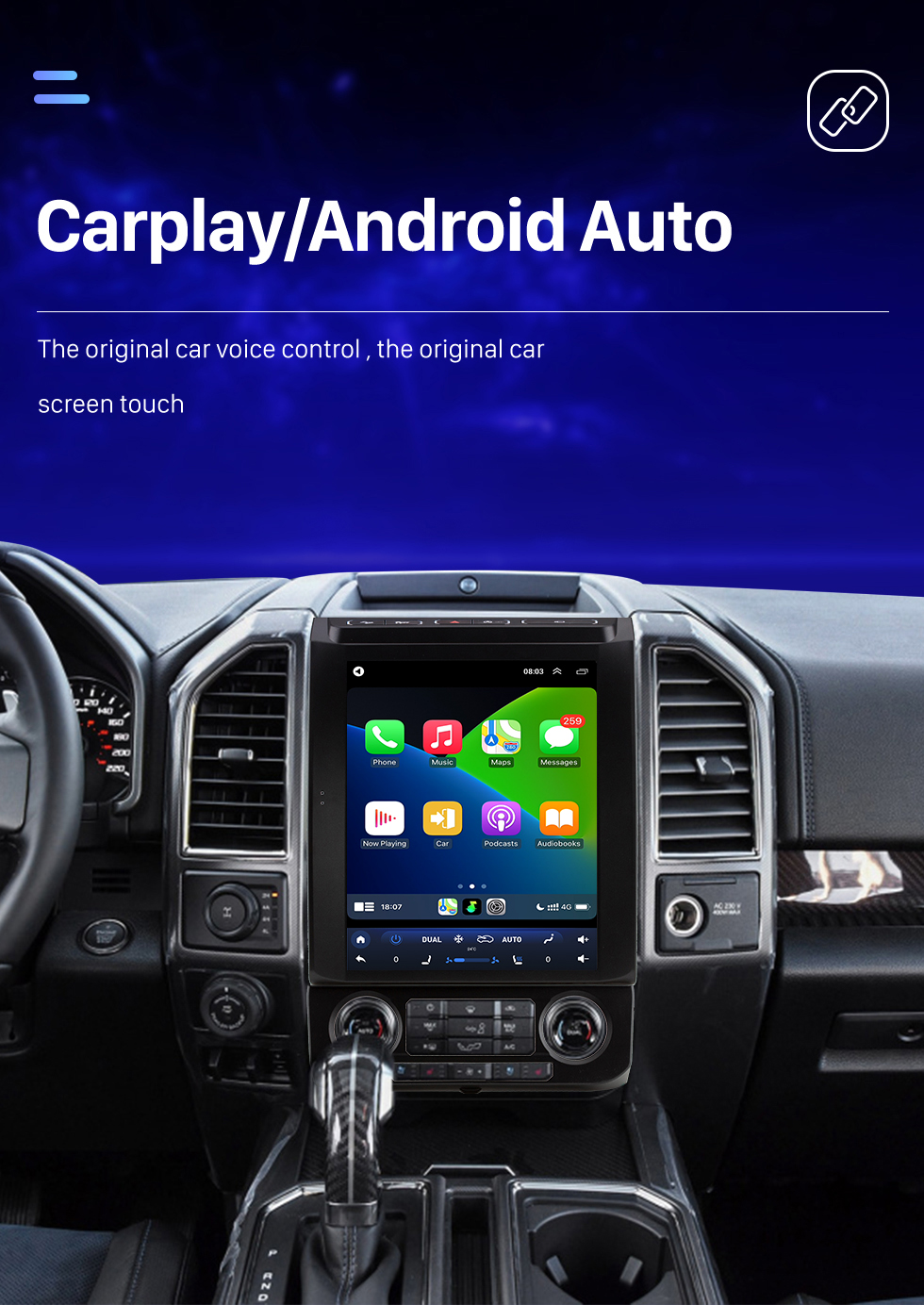 Eingebautes Carplay Android Autoradio For-ford F150 2015-2019 GPS