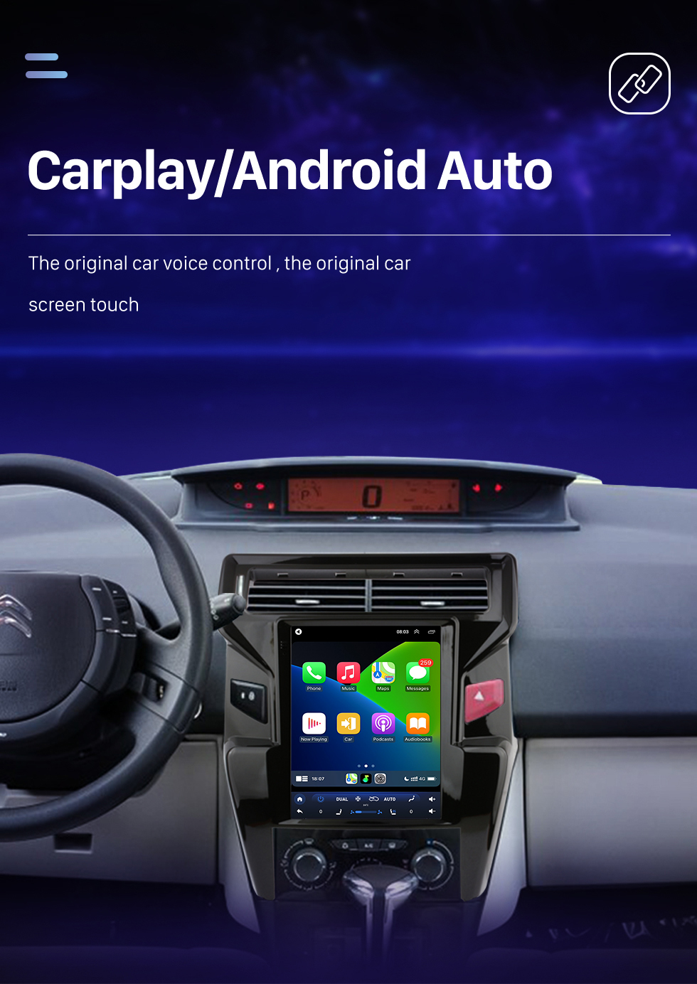 Seicane Para 2012-2016 Citroen Quatre (Alto) Radio Android 10.0 9.7 pulgadas HD Pantalla táctil Bluetooth con sistema de navegación GPS Soporte Carplay 1080P AHD Cámara DVR OBD2