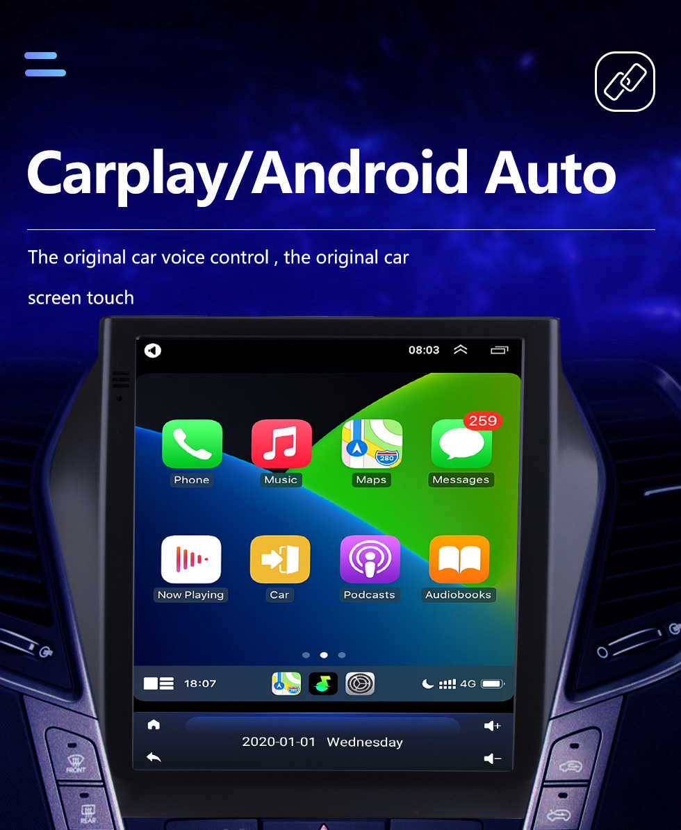 Seicane 9,7-дюймовый сенсорный HD-экран для 2013 2014-2017 Hyundai Santa Fe IX45 Sonata Android 10.0 Радио GPS-навигация Поддержка Bluetooth Камера заднего вида OBD2
