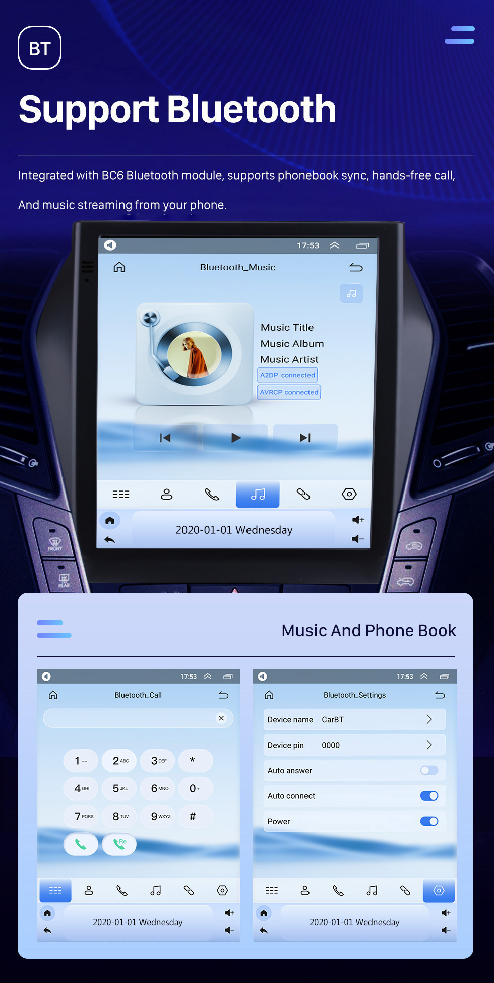 Seicane 2013 2014-2017 Hyundai Santa Fe IX45 Sonata 9,7 Zoll HD Touchscreen Android 10.0 GPS Auto Stereo Audio mit Bluetooth Carplay FM AUX WIFI Unterstützung Rückfahrkamera Digital TV OBD2 DVD TPMS