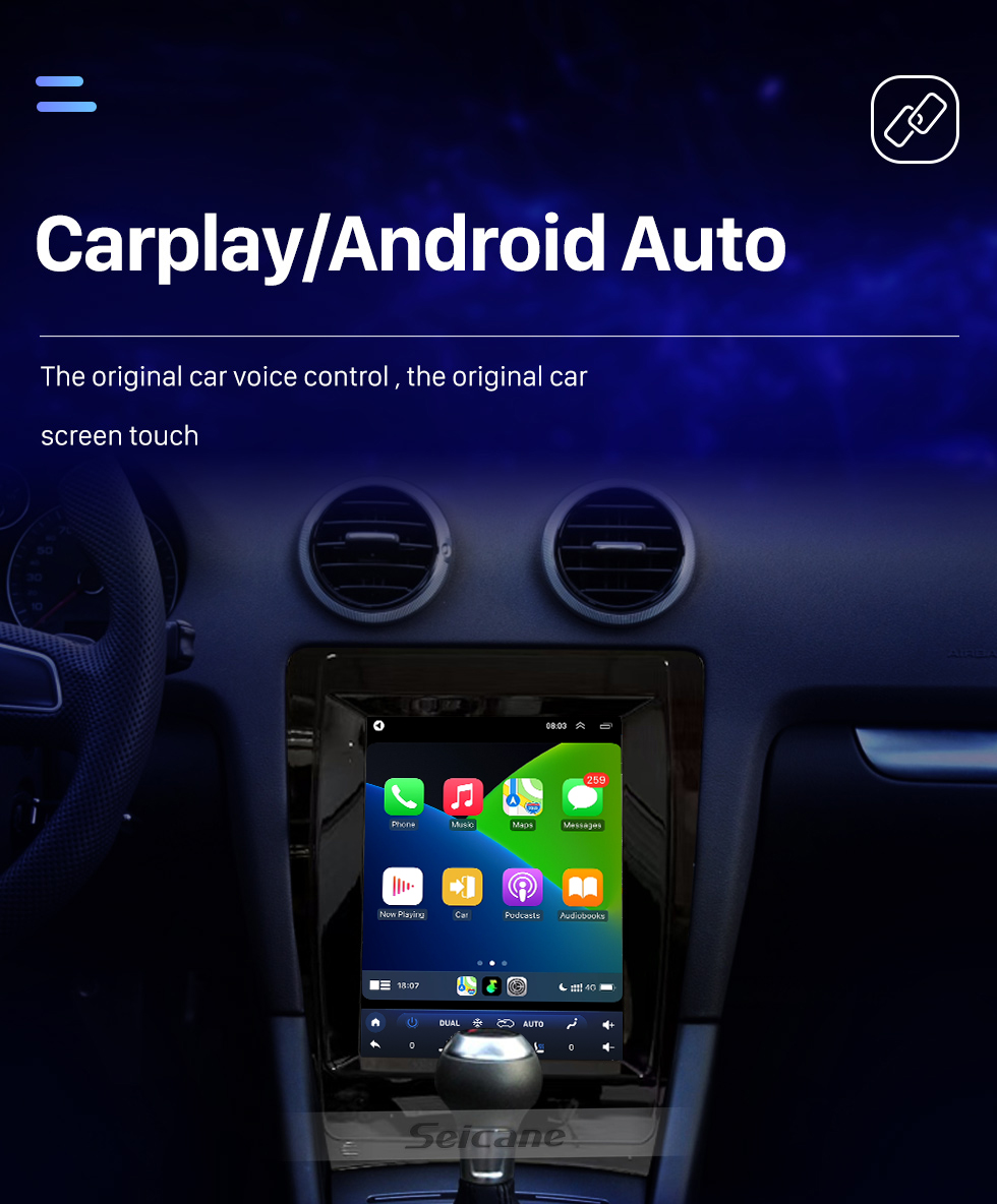 Seicane Android 10.0 9,7 pouces pour 2008-2012 AUDI A3 Radio avec écran tactile HD Système de navigation GPS Prise en charge Bluetooth Carplay TPMS