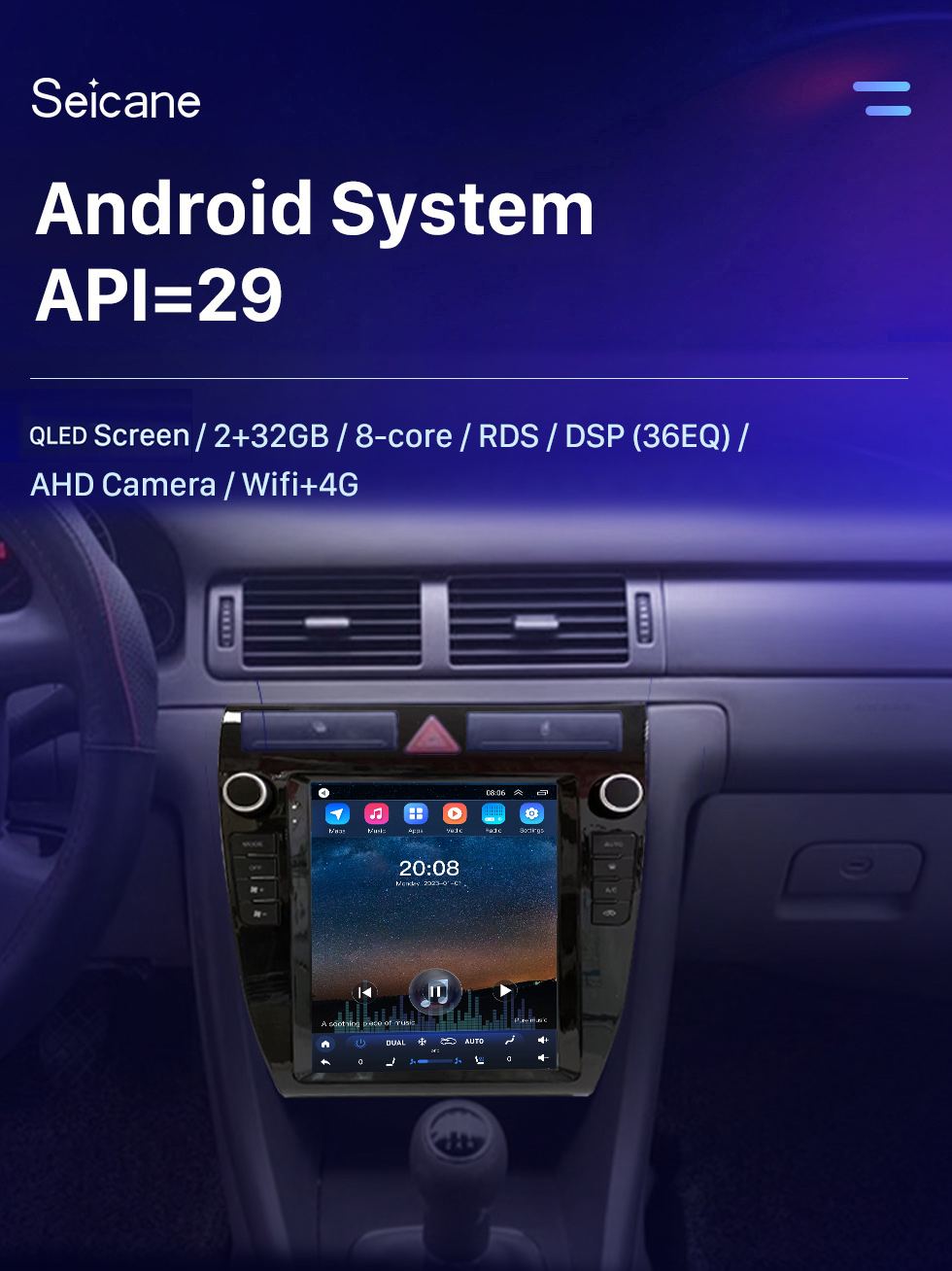 Seicane HD Touchscreen für 2004 AUDI A6 Radio Android 10.0 9,7 Zoll GPS Navigationssystem mit Bluetooth USB Unterstützung Digital TV Carplay