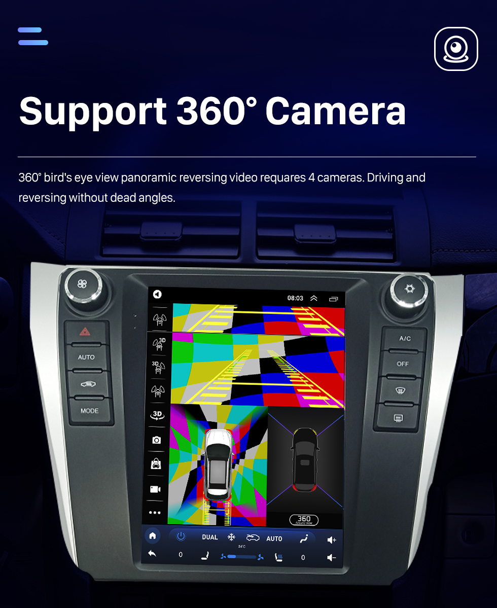 Seicane 9,7 pouces Android 10.0 pour 2012-2016 Toyota Camry GPS Autoradio avec 36EQ DSP Prise en charge Carplay intégrée 4G WIFI TV numérique AHD Caméra DAB+