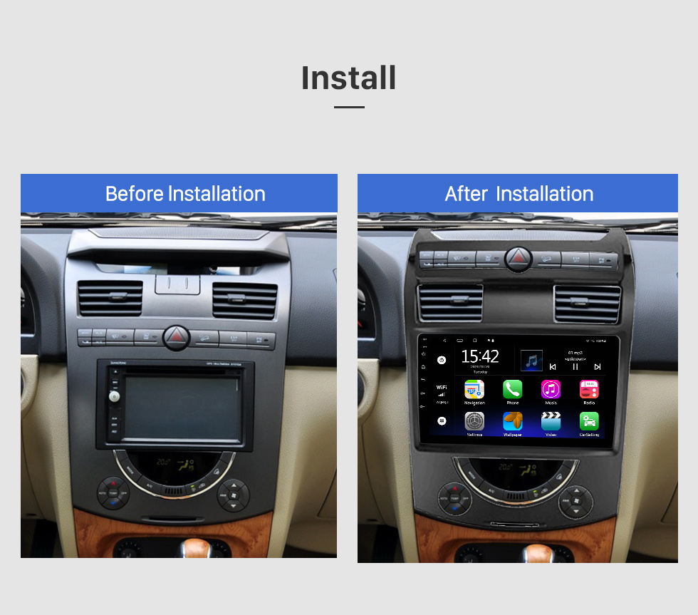 Seicane 9 Zoll Android 10.0 HD Touchscreen für 2015-2018 Ford Mustang Low Radio GPS-Navigationssystem mit WIFI Bluetooth-Unterstützung Carplay Lenkradsteuerung DVR OBD 2