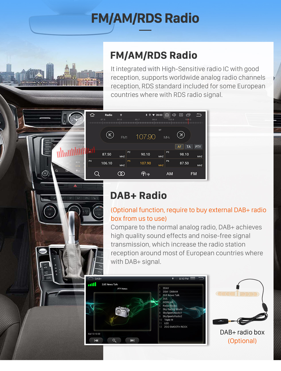 Seicane 7 polegadas Android 11.0 HD Touchscreen GPS Navigation Radio para 2005-2012 Mercedes Benz ML CLASSE W164 ML350 ML430 ML450 ML500/GL CLASSE X164 GL320 com Carplay Bluetooth suporte Mirror Link