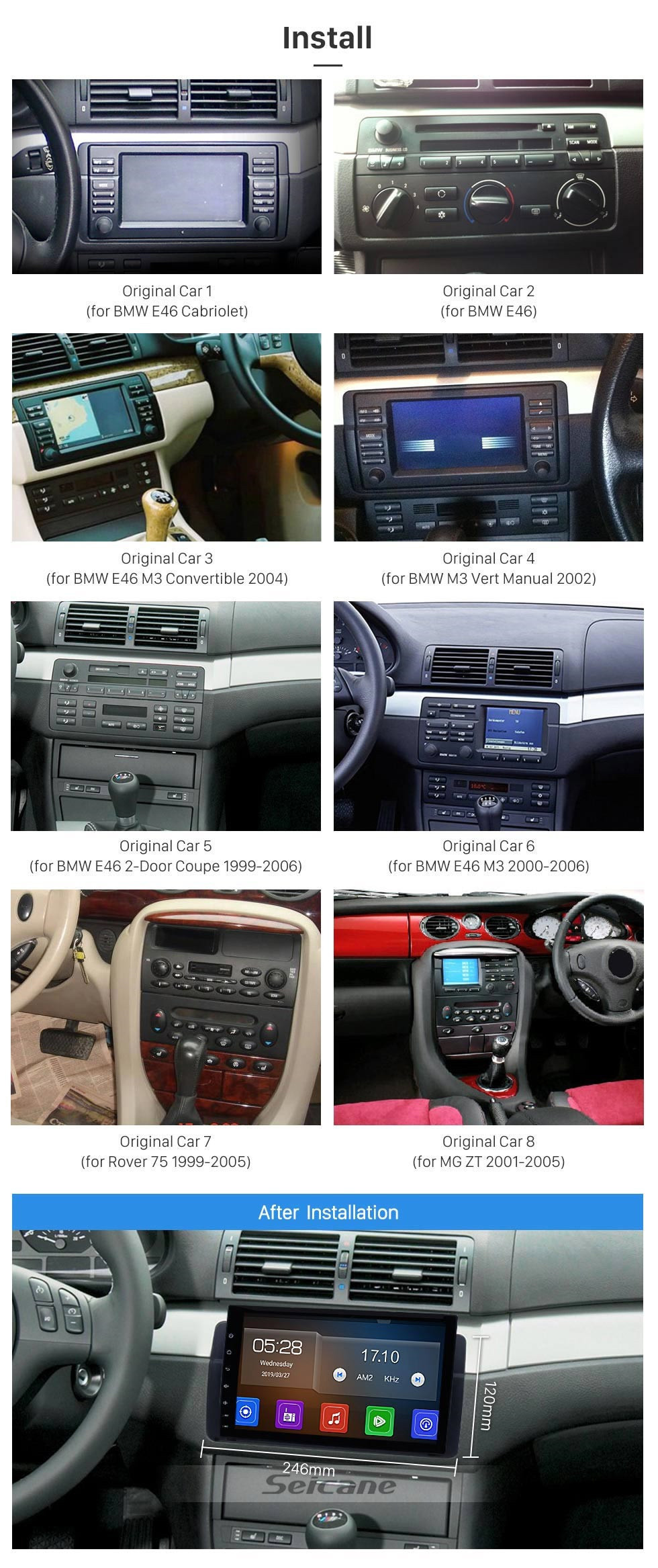 Seicane Radio HD de 9 pulgadas con pantalla táctil Android 11.0 para 1998-2006 BMW M3 Sistema de navegación GPS con WIFI Bluetooth USB Carplay Retrovisor AUX